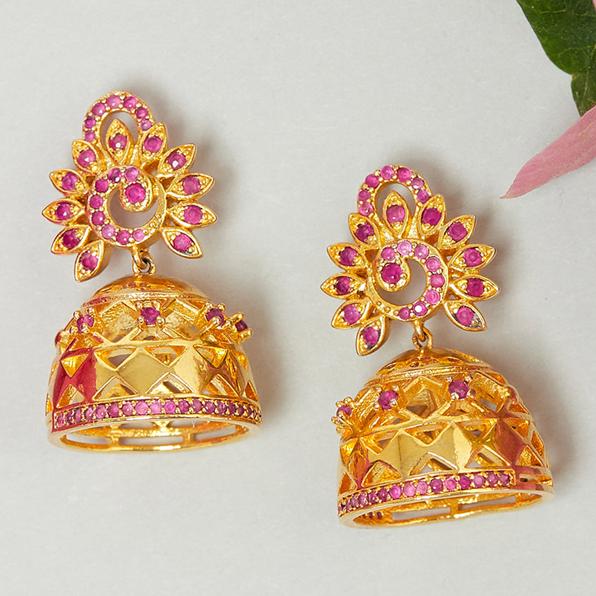 Gold-Plated Red Contemporary Kundan Jhumkas – DIVAWALK | Online Shopping  for Designer Jewellery, Clothing, Handbags in India